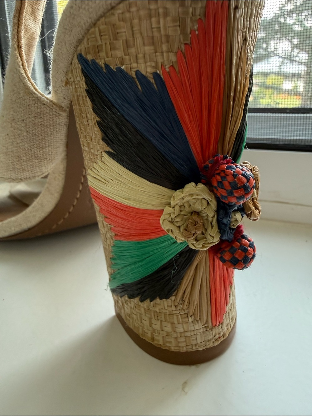 Tory Burch Multicolor Raffia Wedge Sandals - Picture 4 of 10